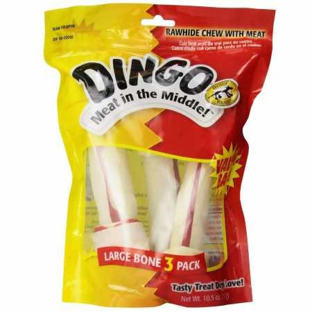 Dingo Meat in The Middle Rawhide Chew Large Bones 3 Pack