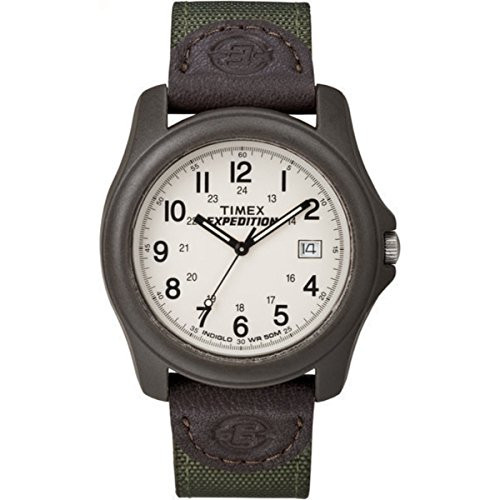 Timex Mens T49101 Expedition Camper Green NylonLeather Strap Watch