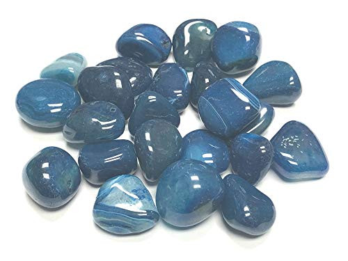 Zentron Crystal Collection Tumbled Dyed Agate  Large 1 Pieces with Velvet Bag 12 Pound Blue
