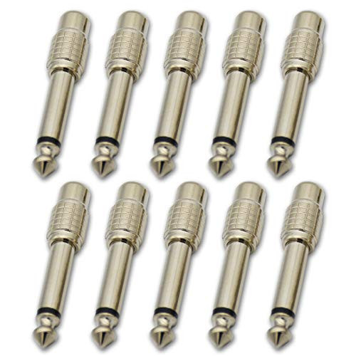 10 Pieces 635mm 14 Mono Audio Male Plug to RCA Female Jack Connectors Adapter