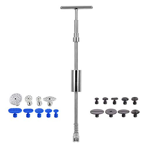 JMgist Paintless Dent Repair Puller Kit PDR Dent Puller TBar Tool with 18pcs Dent Removal Pulling Tabs for Car Auto Body Hail Damage Dent Removal