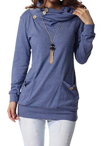 levaca Womens Fall Long Tunic Tops Sweatshirts Sweaters for Leggings Blue XXL