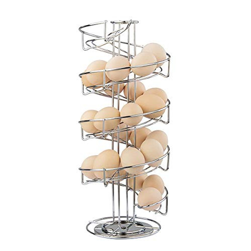 Toplife Spiral Design Stainless Steel Egg Skelter Dispenser RackStorage Display RackSilver