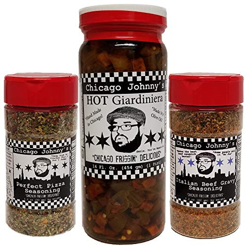 Flavors Of Chicago Combo Pack  Hot Giardiniera Pizza Seasoning Italian Beef Gravy