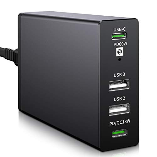 USBC Charger Lifechaser 85W 4Port TypeC Charging Station with Power Delivery 60W  18W USBC PD Ports and 2 Smart USBA Ports for Macbook ProAir iPad ProAir iPhone USBC Laptops Galaxy