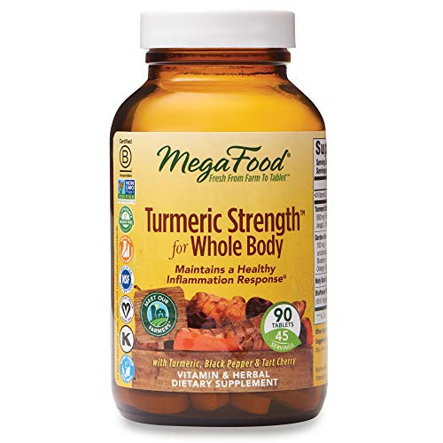 MegaFood Turmeric Strength for Whole Body Maintains a Healthy Inflammation Response Vitamin and Herbal Dietary Supplement Vegan 90 Tablets 45 Servings FFP