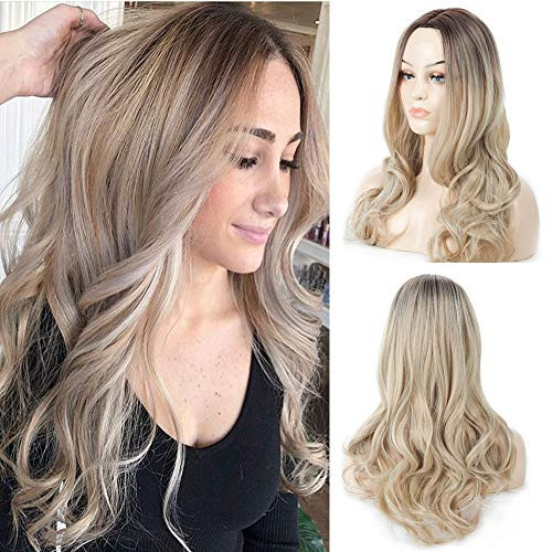 HRClever Blond Long Curly Wavy Wigs Middle Part Synthetic Wigs for Women Fashion Ash Brown Platinum Blonde Mixed Color Cosplay Party Daily Hair Wig Daily Cosplay Party Wigs HRClever Blond Long Curly Wavy Wigs Middle Part Synthetic Wigs for Women Fashion Ash Brown Platinum Blonde Mixed Color Cosplay Party Daily Hair Wig Daily Cosplay Party Wigs