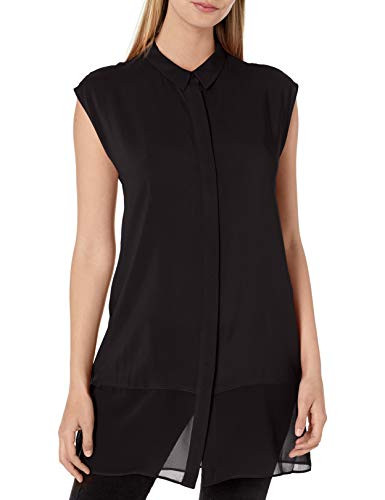 BCBGeneration Womens Chiffon Contrast Tunic Black Small