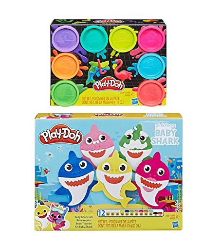 PD Play Doh Baby Shark Play Set  Play Doh 8 Pack Neon Compound