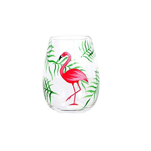 DEI 11505 Stemless Wine Glass, 4.5 x 4.5 x 5.25 Pink/Green