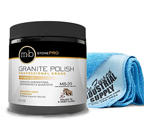 MB20 Stone Granite Polishing Kit 85 Oz Granite Polishing Compound  16x16 Microfiber Cloth  BUNDLE  2 Items
