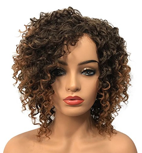Wiginway Women Wig Medium Curly Brown Wigs Synthetic Wig Hairpiece For Women Remy Hair Pieces 8 Inch