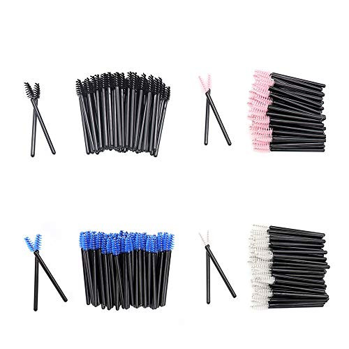 200 Pack Mascara Wands Mini Disposable Eyelash Brushes for Extensions Eye Lash Wand Brow Brush Makeup Tool Bulk 4 Colors