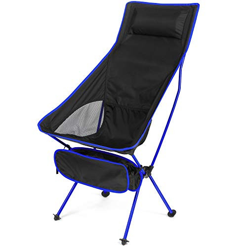 Esup Camping Chair with Headrest Ultralight Portable Compact Folding Beach Chairs with Carry Bag for Outdoor Camping Backpacking Hiking Dark Blue