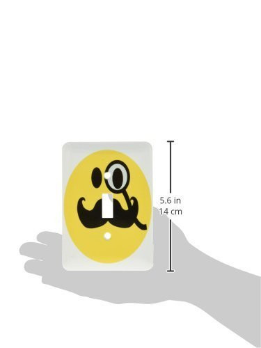 3dRose LSP_113094_1 Fancy Smiley face with Black Mustache and Monocle-Yellow Funny Hipster Smile British Gentleman Single Toggle Switch, Multicolor