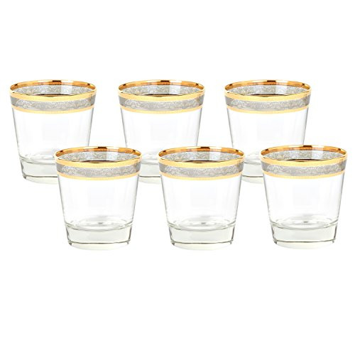 Lorren Home Trends Double Old Fashion Melania Collection Glass Set of 6 Smoke