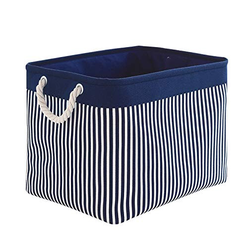 TcaFmac Large Rectangular Nautical Baskets for Storage Decorative Canvas Closet Storage Bins Organizing Baskets for Shelves Nursery ToysEmpty 16L x 12W x 12H inch