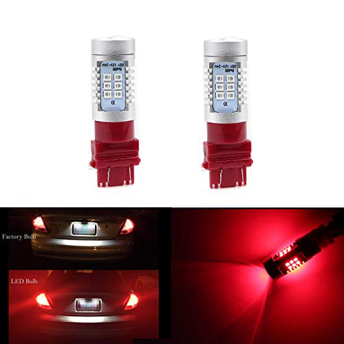 3056 3156 3057 3157 Extremely Bright LED Bulbs for Tail Lights, Brake Lights, Stop Lights, Turn Signal Blinker Lights,Red (Pack of 2)