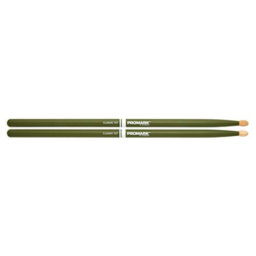 Promark American Hickory Classic 747 Drumsticks Acorn Tip Green  Single Pair