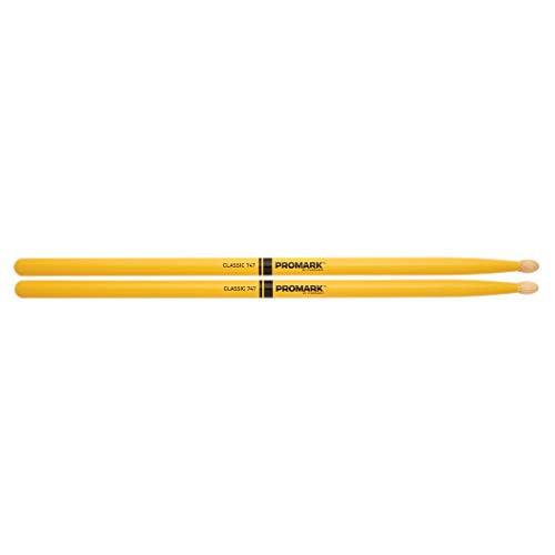 Promark American Hickory Classic 747 Drumsticks Acorn Tip Yellow  Single Pair