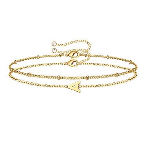 Dainty Gold Initial Bracelets for Women 