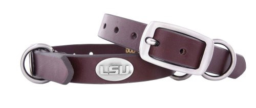 ZEPPRO LSU Tigers Brown Leather Concho Dog Collar Small