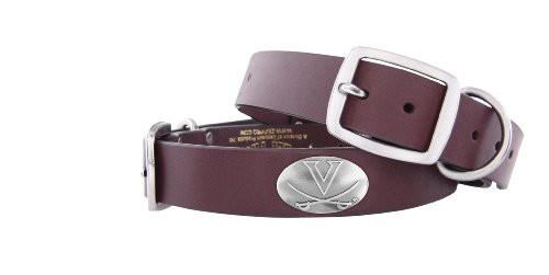 ZEPPRO Brown Leather Concho Pet Collar Virginia Cavaliers Large