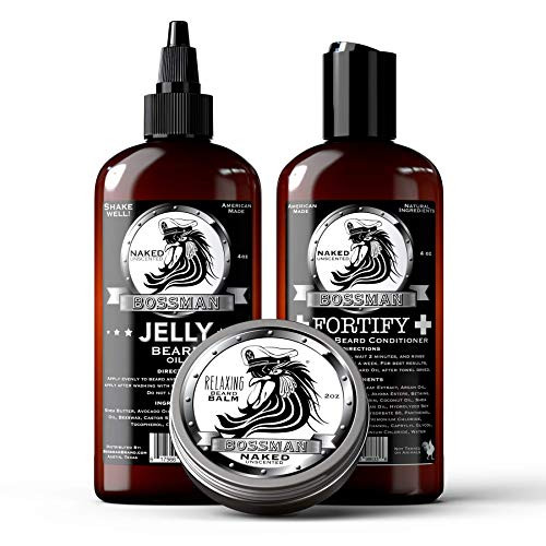 Bossman Essentials Beard Kit Beard Oil Conditioner and Balm Naked Bossman Essentials Beard Kit Beard Oil Conditioner and Balm Naked