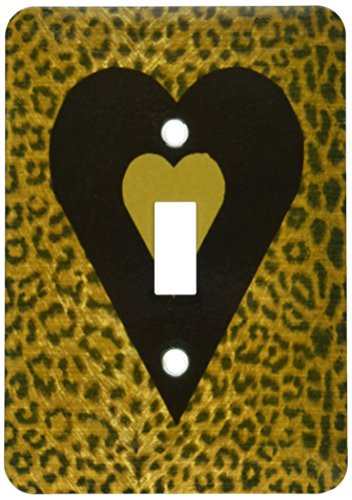 3dRose lsp_109333_1 Cheetah with Matching Black N Deep Yellow Hearts Single Toggle Switch
