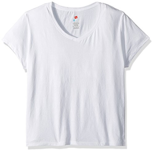 Hanes Womens XTemp Short Sleeve VNeck Tee with FreshIQ White X Large