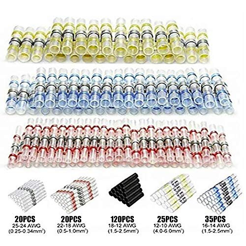 Yikor 220PCS Solder Seal Wire Connectors Heat Shrink Solder Connectors Waterproof Solder Sleeve Butt Connector Kit Insulated Automotive Marine Electrical Wire Terminals Yikor 220PCS Solder Seal Wire Connectors Heat Shrink Solder Connectors Waterproof Solder Sleeve Butt Connector Kit Insulated Automotive Marine Electrical Wire Terminals