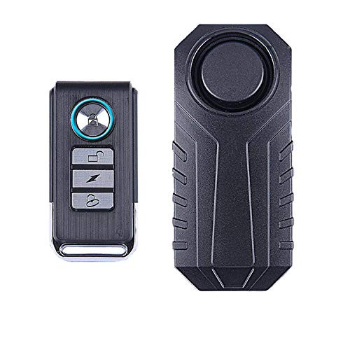 Bicycle Alarm Waterproof with Remote, Vibration Motorcycle Bike Burglar Alarm, No Wiring, No Screw 113dB Super Loud, Adjustable Sensitivity Windows/Door Alarm Vibration Sensors, Glass Break Alarm