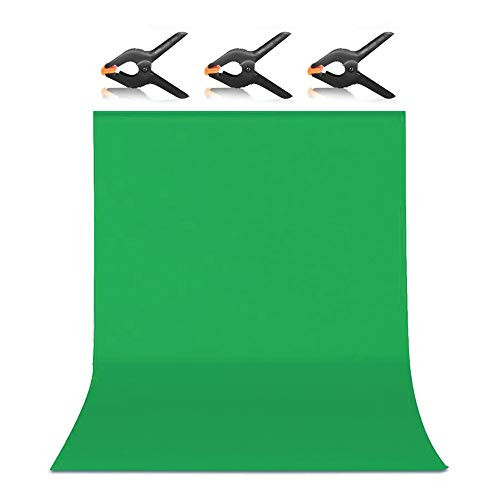 Hemmotop 6 x 9 ft Green Chromakey Background Screen for Photo Video Studio Photography Backdrop Background with 3X Backdrop Clip Clamp