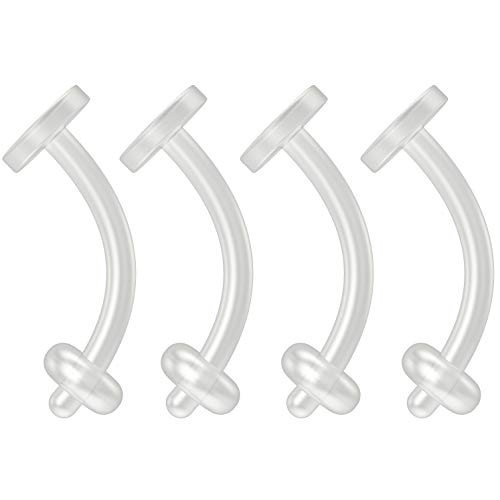 4pc 16g Cartilage Retainer Flexible Clear BioFlex Curved Barbell Bioplast Piercing 8mm 516