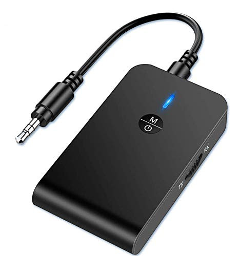 Bluetooth 50 Transmitter and Receiver Wireless Audio Adapter Bluetooth with aptX Low Latency  Transmitter  Receiver Dual Function  Works for TV Car Home Stereo System etc2 in 1 Black