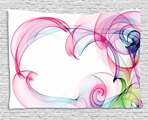 Ambesonne Abstract Home Decor Collection, colorful smock artwork contemporary creative decorating futuristic, Bedroom Living Room Dorm Wall Hanging Tapestry, 60W X 40L Inch