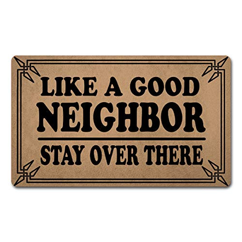 GXFC ZHAO Welcome Mat with NonSlip Rubber Back?18 x 30? Funny Doormat for Entrance Way Personalized Home Decor Mats for Front Door Kitchen Rugs and Mats Like a Good Neighbor Stay Over There