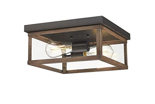 Odeums Flush Mount Lighting Antique Flush Mount Ceiling Light Fixture 2Light Close to Ceiling Flush Mount Lights Fixture in Wood Painted Finish with Clear Glass Odeums Flush Mount Lighting Antique Flush Mount Ceiling Light Fixture 2Light Close to Ceiling Flush Mount Lights Fixture in Wood Painted Finish with Clear Glass