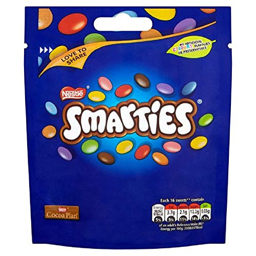 Original Smarties Pouch Bag Love to Share Smarties Chocolate Smarties Pouch Imported from the UK England British Chocolate Candy British Candy