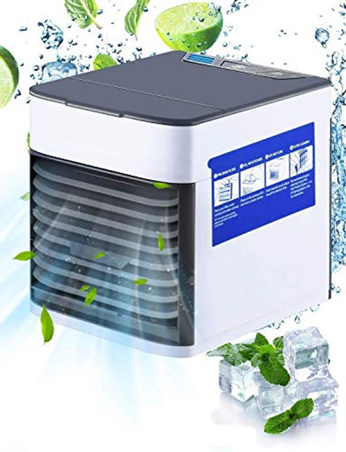 Mini Air Conditioner Fan Evaporative Cooler With 3 Optional Speed 3 in 1 Personal Air Cooler Conditioner Humidifier Purifier Cooling Fan USB Personal Space Air Cooler for Home Office Room Kid