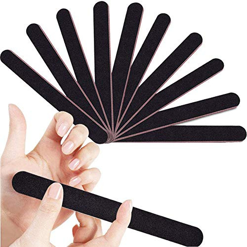 Nail Files Nail File Professional Double Sided 10PcsPack Nail Files Set 100180 Grit Nail Files Emery Board Black Manicure Pedicure Tool and Nail Buffering Files for Home and Salon Use