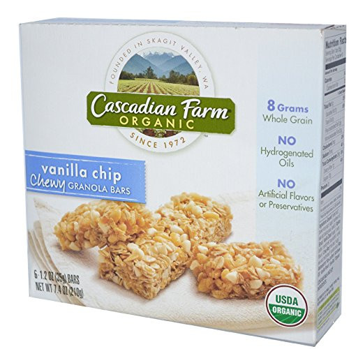 Cascadian Farm Organic Chewy Granola Bars Vanilla Chip 6 Bars 12 oz pack of 2