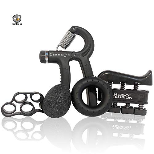 Hand Exercise Kit 5 Pack Finger Stretcher Pusher Adjustable Grip For Stress Relieving Carpal Tunnel and Hand Workout