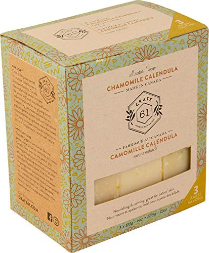 Crate 61 Chamomile Calendula Soap 3 pack 100 Vegan Cold Process scented with premium essential oils for men and women face and body ISO 9001 certified manufacturer