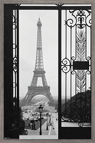 Trends International Eiffel TowerGate View Wall Poster 22375 x 34 Barnwood Framed Version