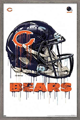 Trends International NFL Chicago Bears  Drip Helmet 20 Wall Poster 22375 x 34 Barnwood Framed Version