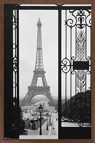 Trends International Eiffel TowerGate View Wall Poster 14725 x 22375 Mahogany Framed Version