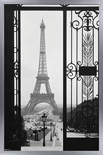 Trends International Eiffel TowerGate View Wall Poster 14725 x 22375 Silver Framed Version