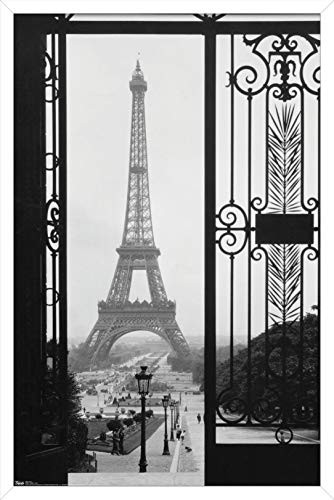 Trends International Eiffel TowerGate View Wall Poster 14725 x 22375 White Framed Version