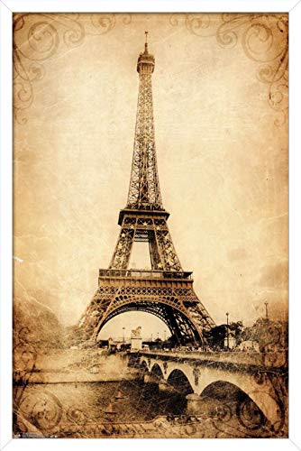 Trends International Eiffel TowerRustic 14725 x 22375 White Framed Version